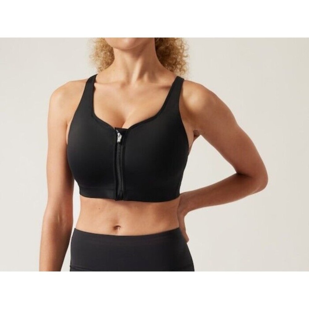 New Athleta 38DD Advance Zip Front Bra Black